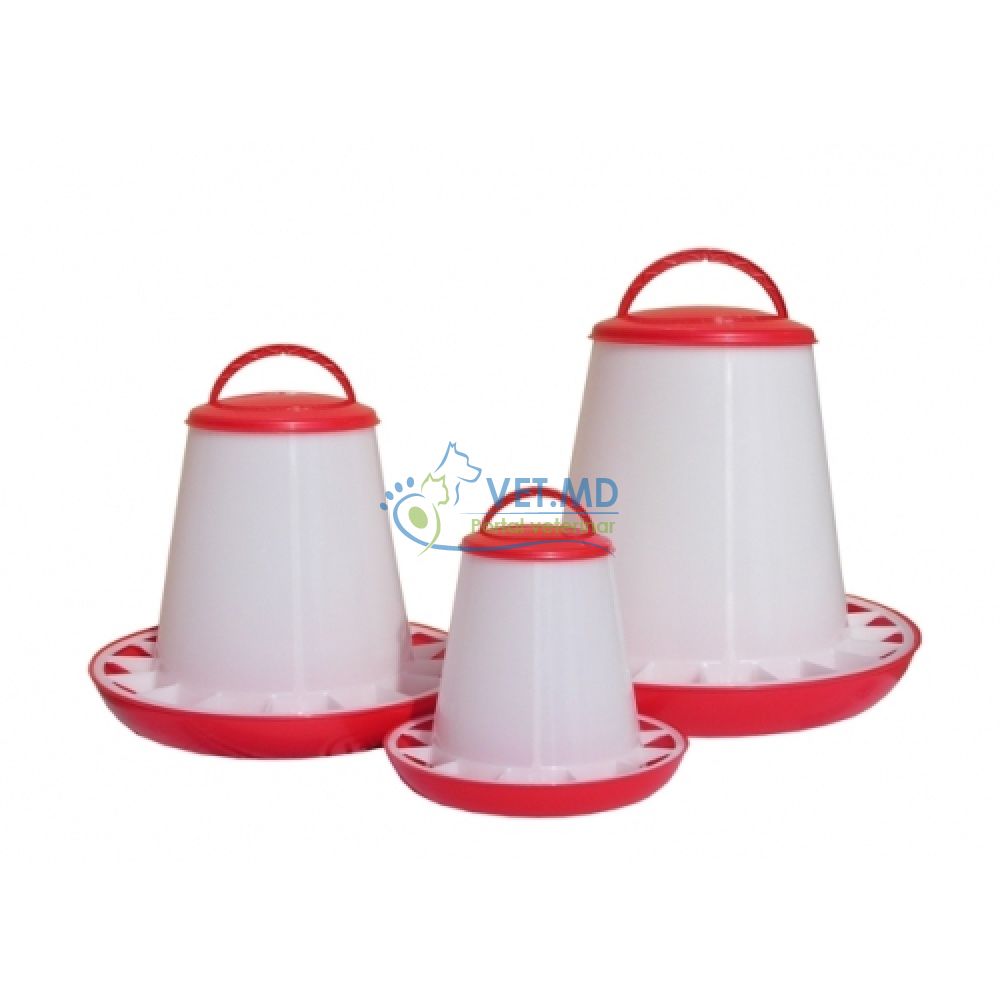 Hranitoare Pasari Plastic Rosie-Alba